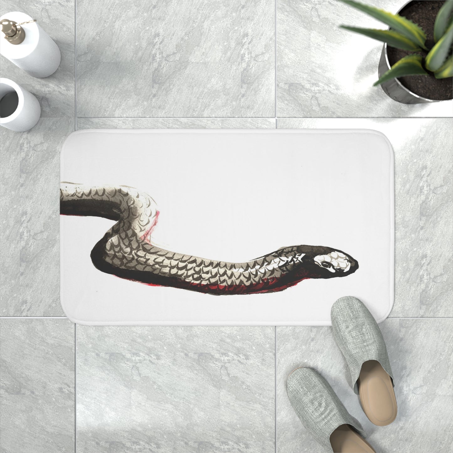 Red Bellied Black Snake Bath Mat