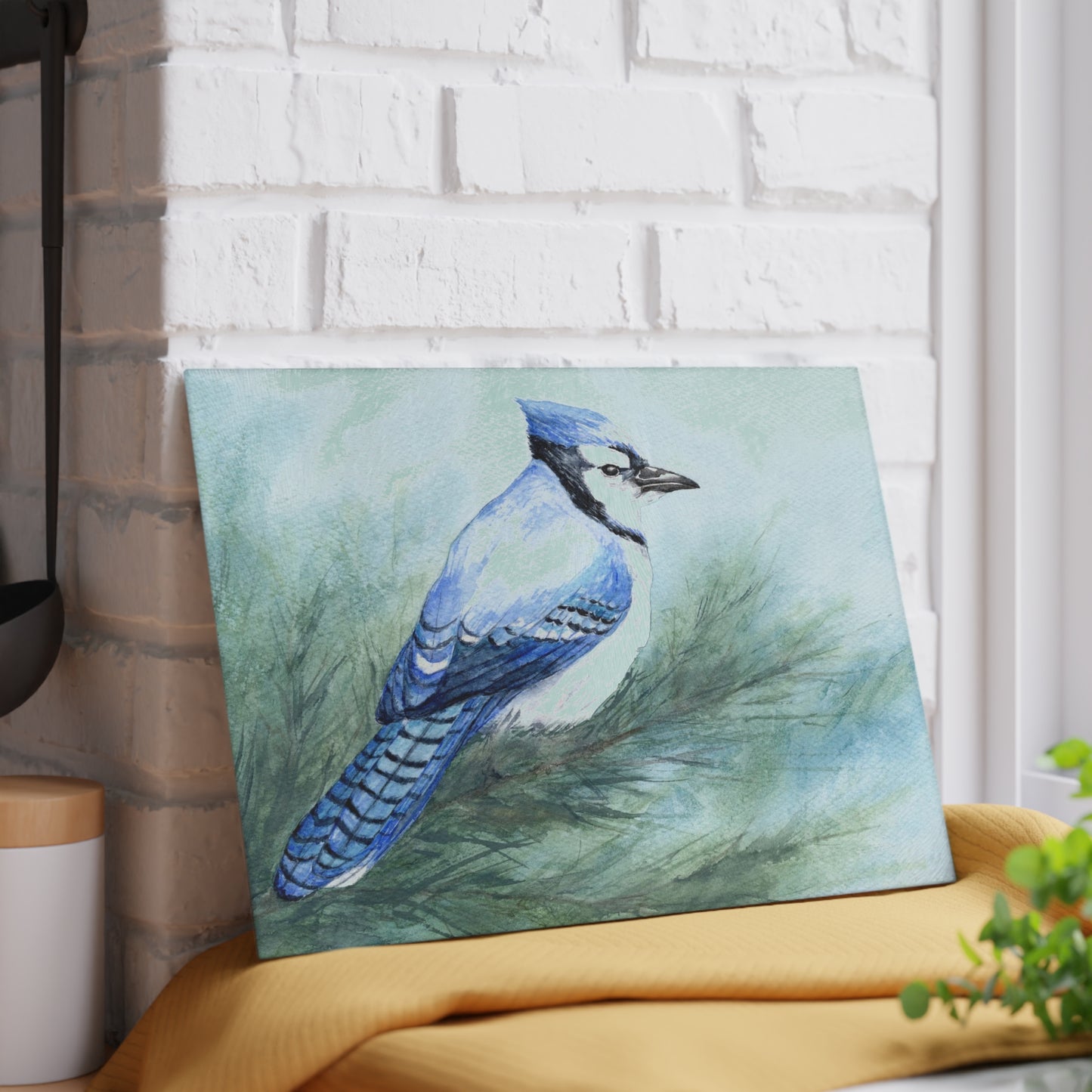 Blue Jay Glass Cutting Board