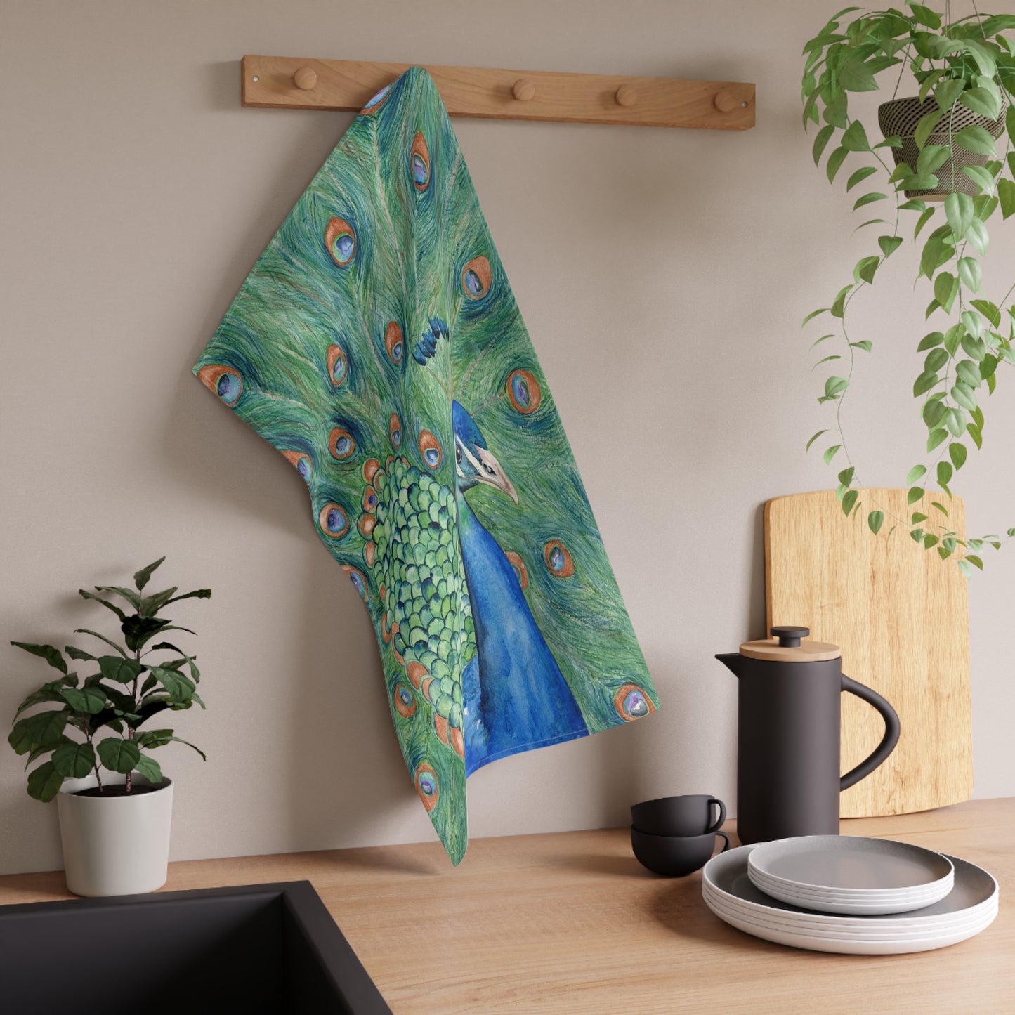 Peacock Splendor Cotton Tea Towels