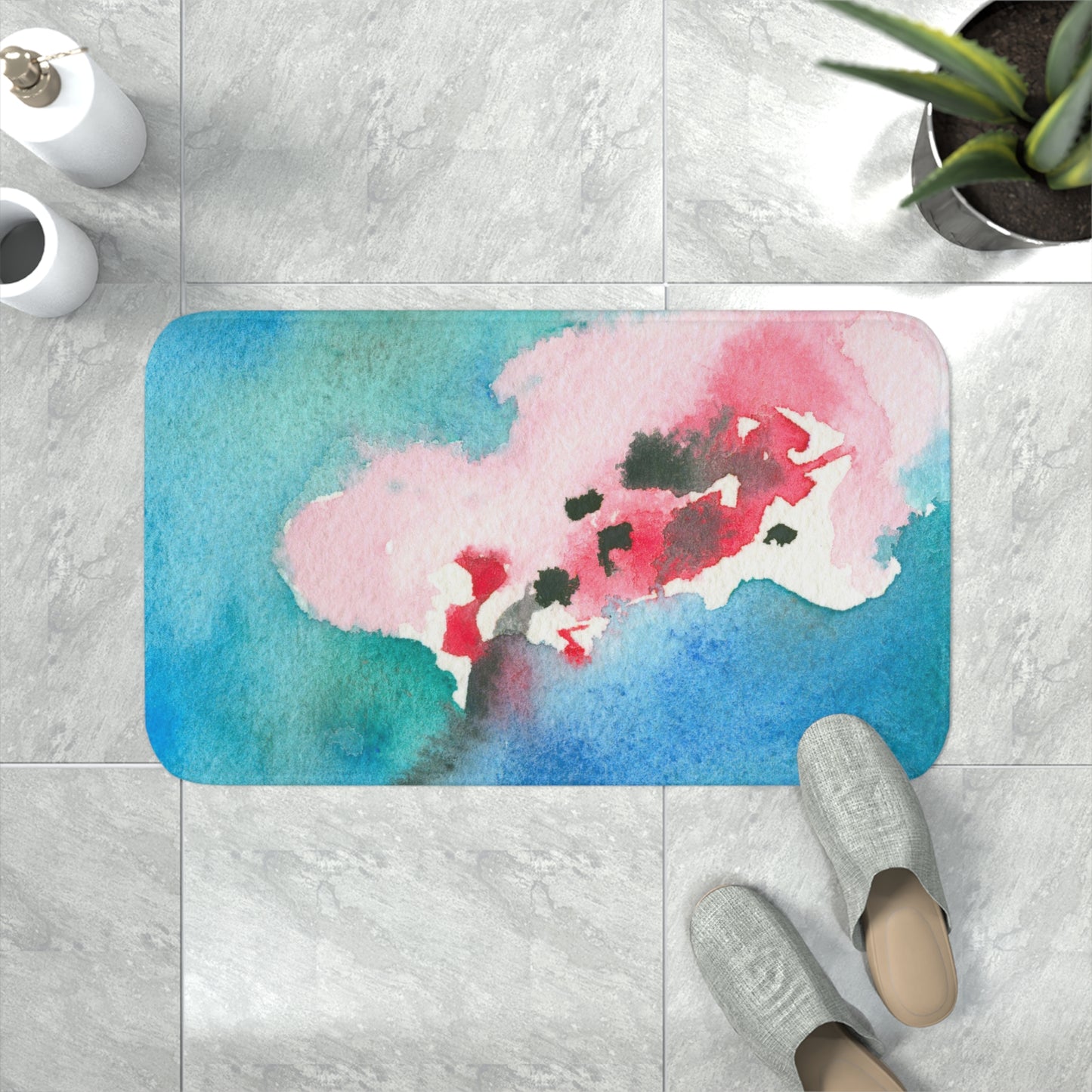 Abstract Cherry Blossom Bath Mat