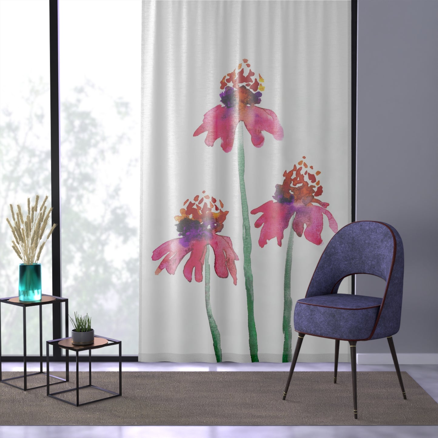 Echinacea Black Out or Sheer Curtains