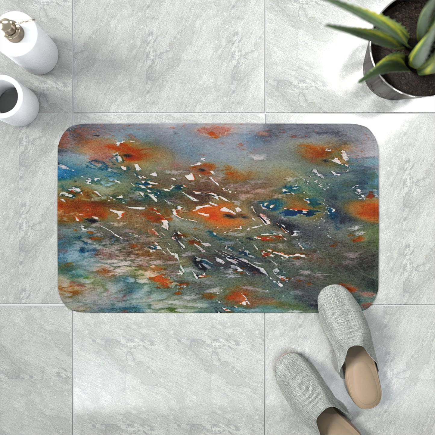 Orange Poppies Bath Mat