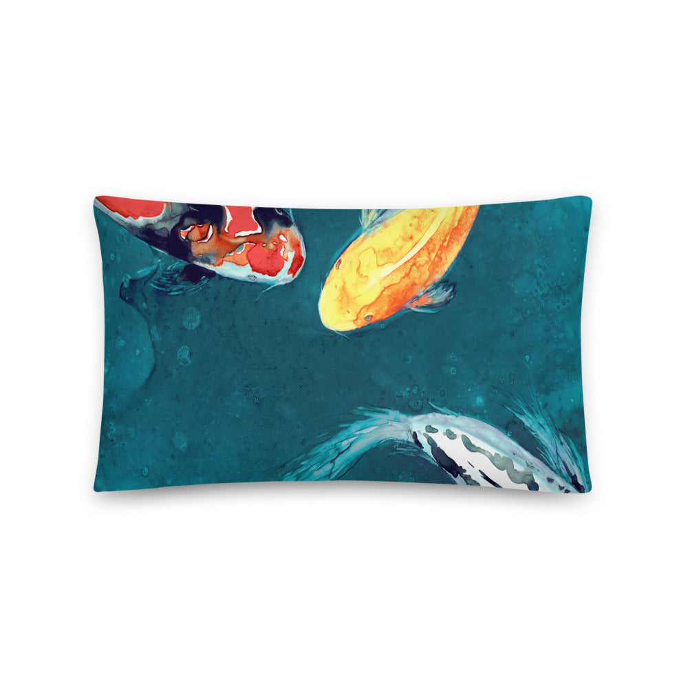 Water Ballet Koi Decorative Pillow Cover