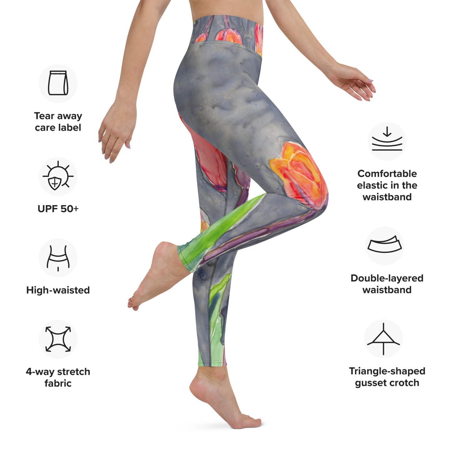 All in a Row Tulips Designer Leggings
