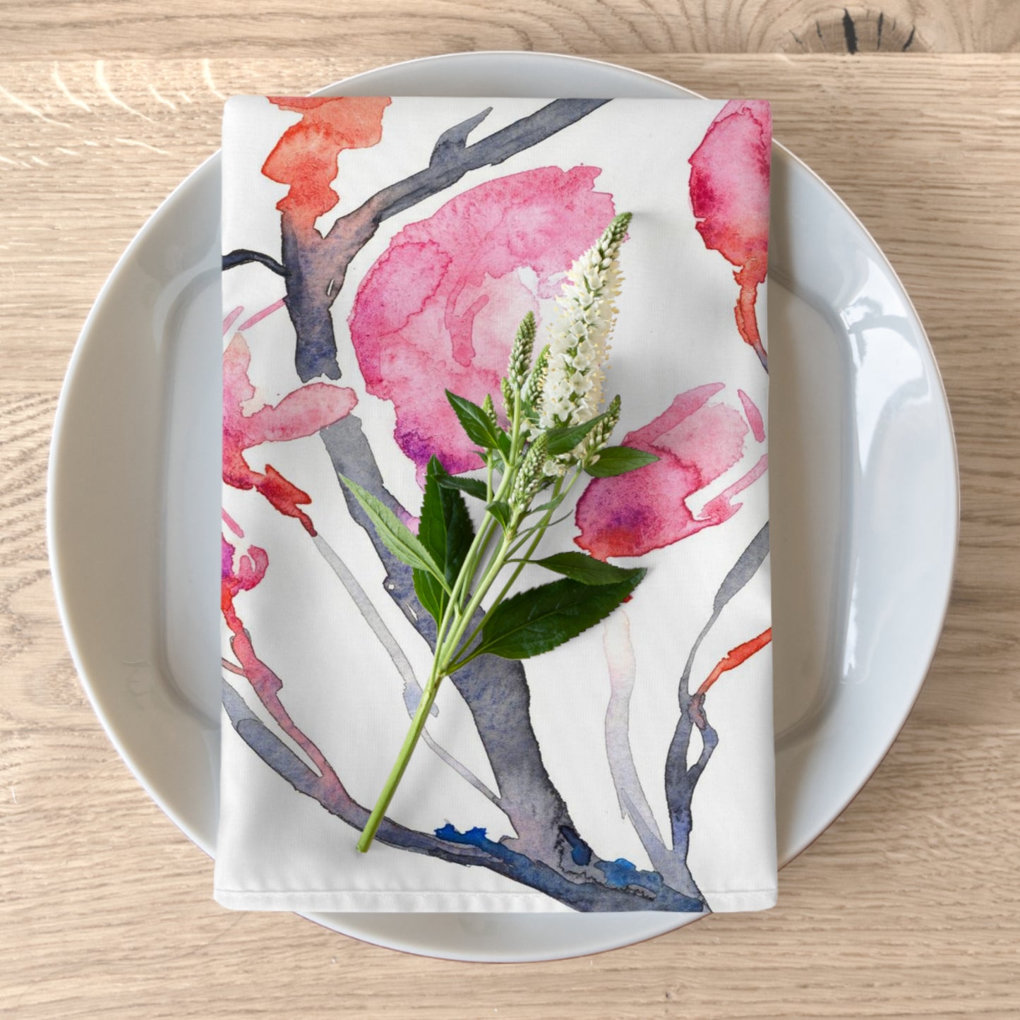 Stoffservietten mit japanischer Magnolien-Motiv