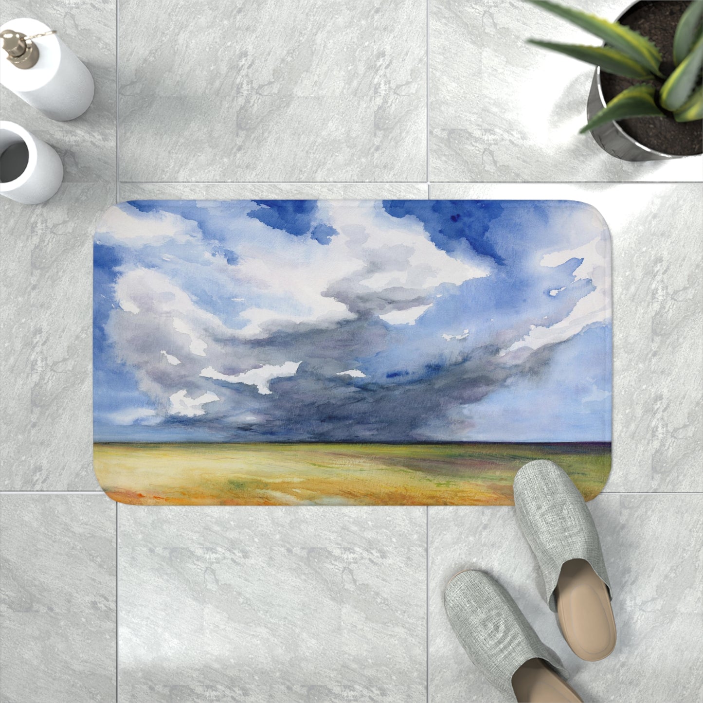 Badematte Kopf in den Wolken