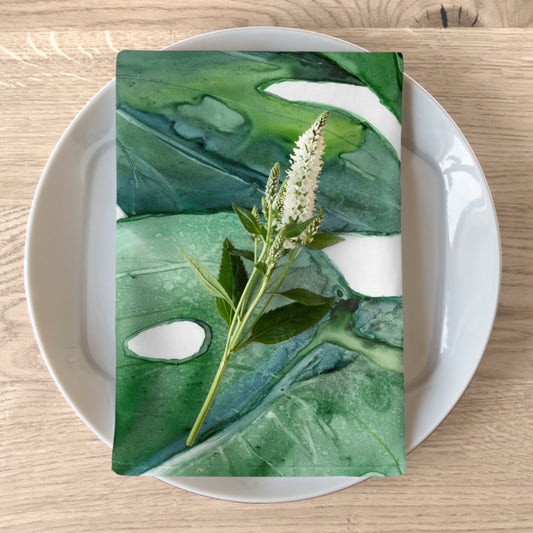 Stoffservietten mit Monstera-Motiv