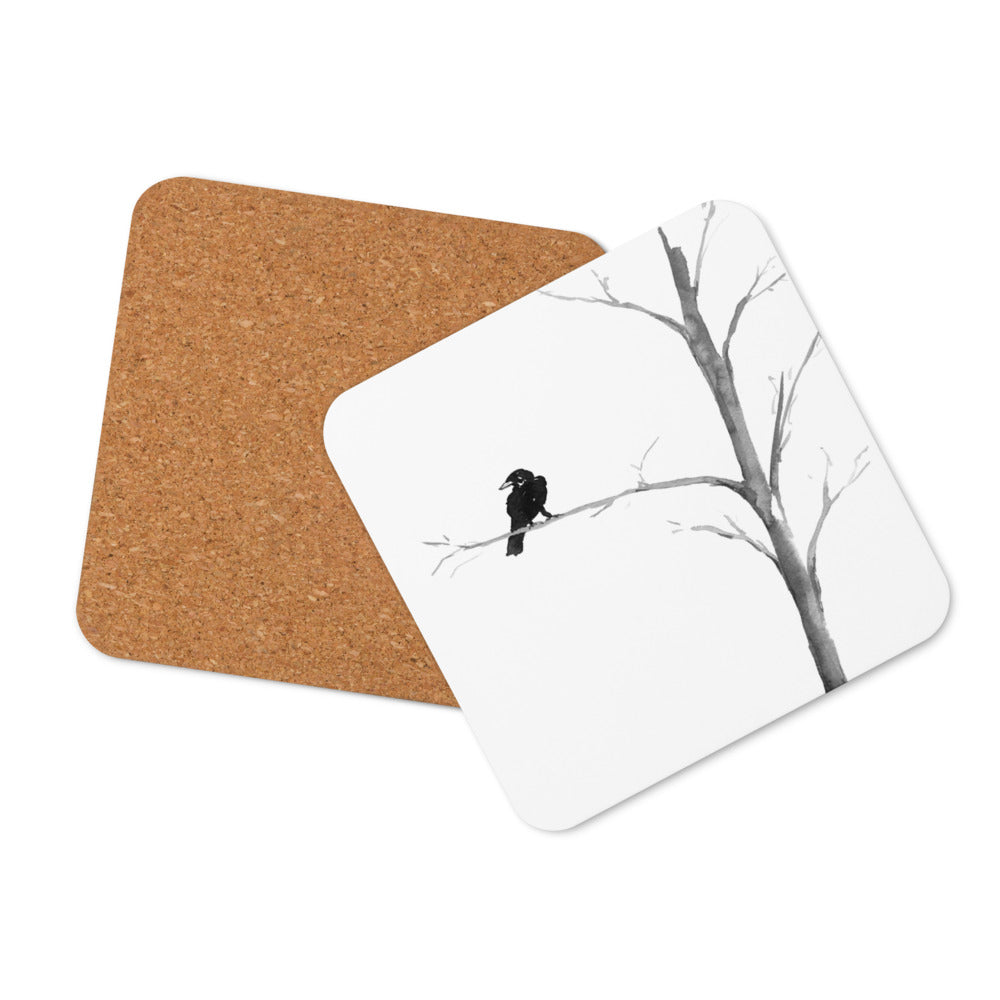 Raven in a Tree Coaster Set