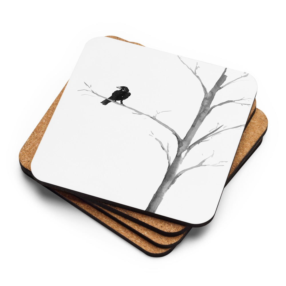 Raven in a Tree Coaster Set