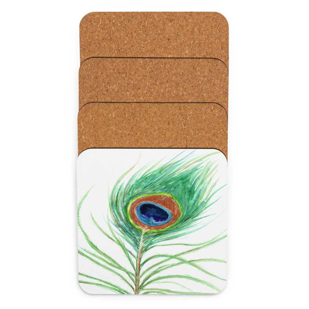 Peacock Feather Coaster Set