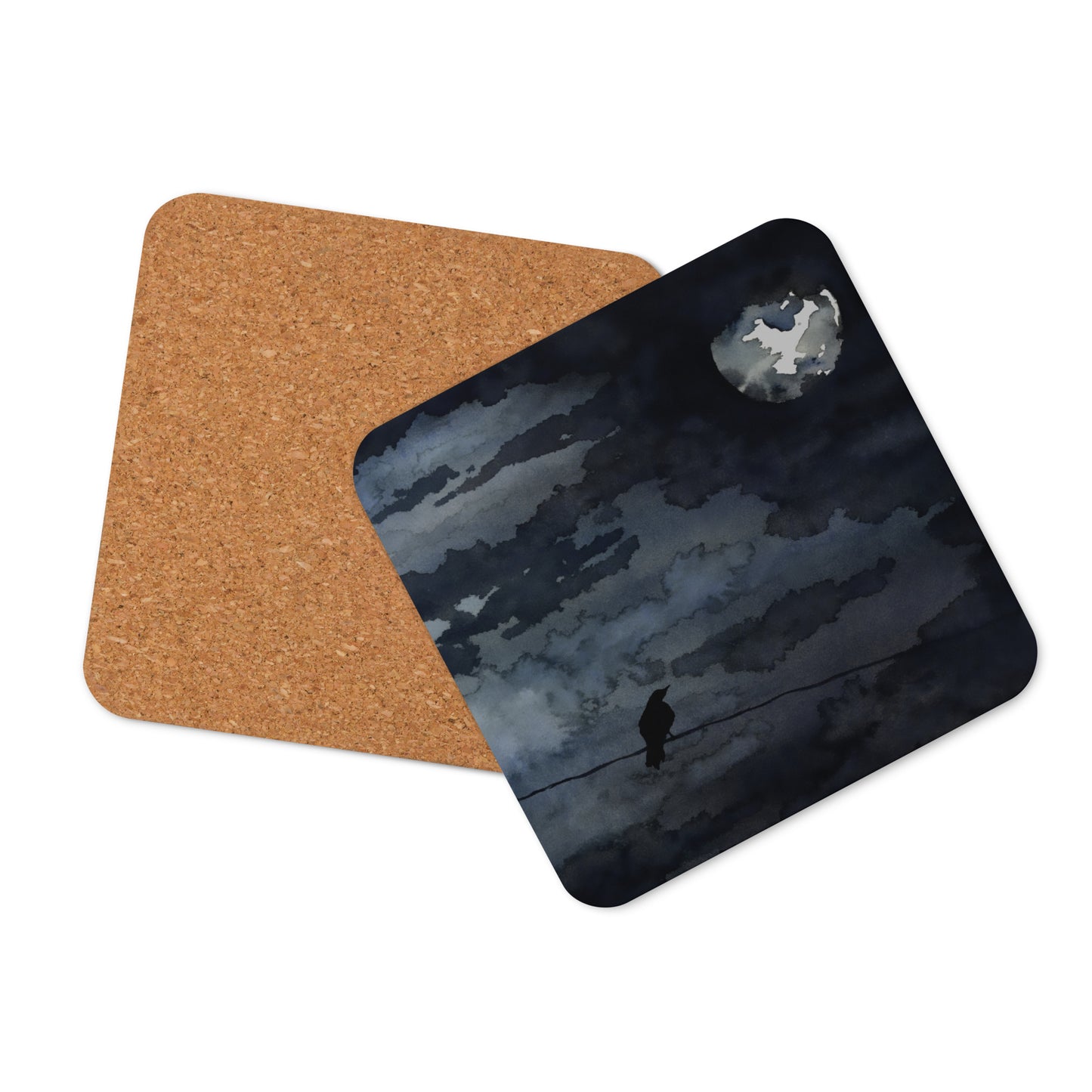 Moonlit Raven Coaster Set