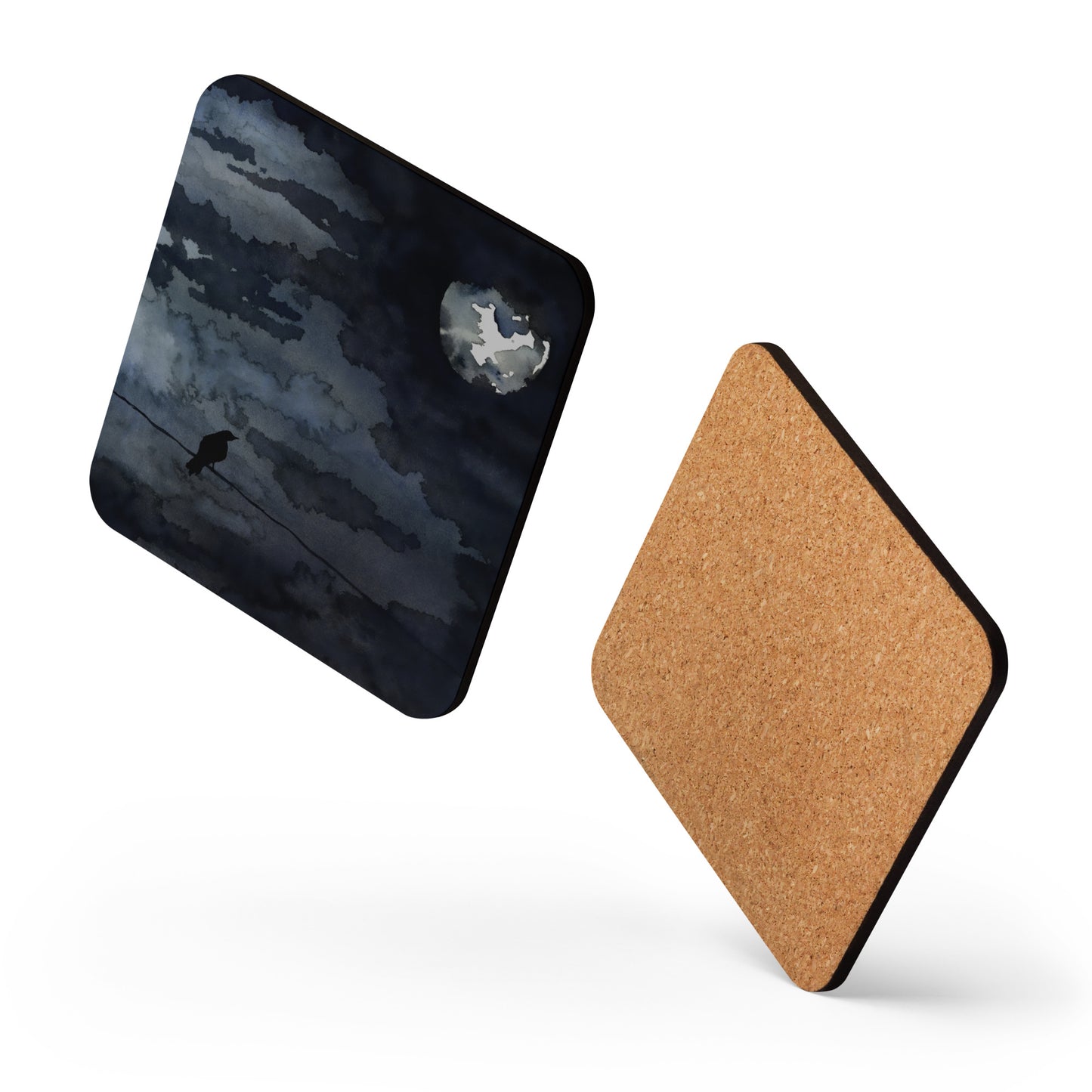 Moonlit Raven Coaster Set
