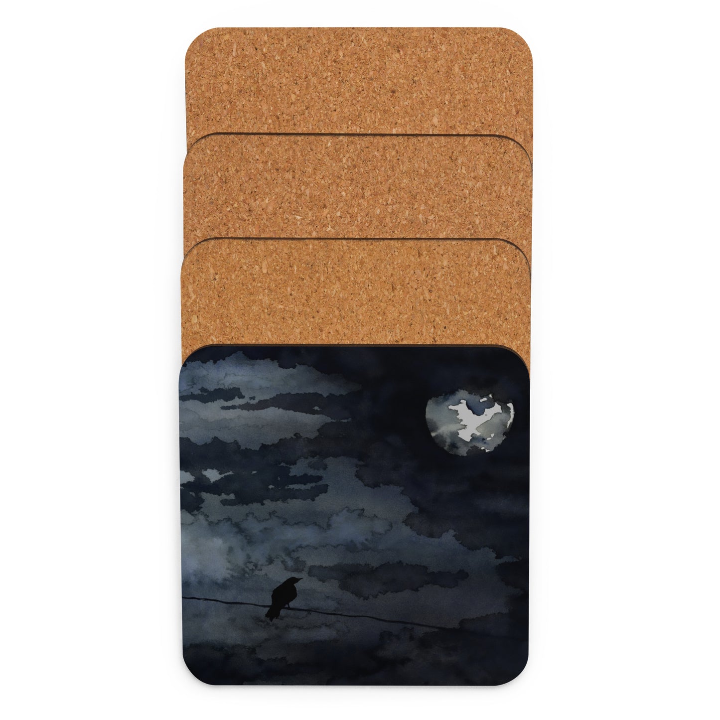 Moonlit Raven Coaster Set