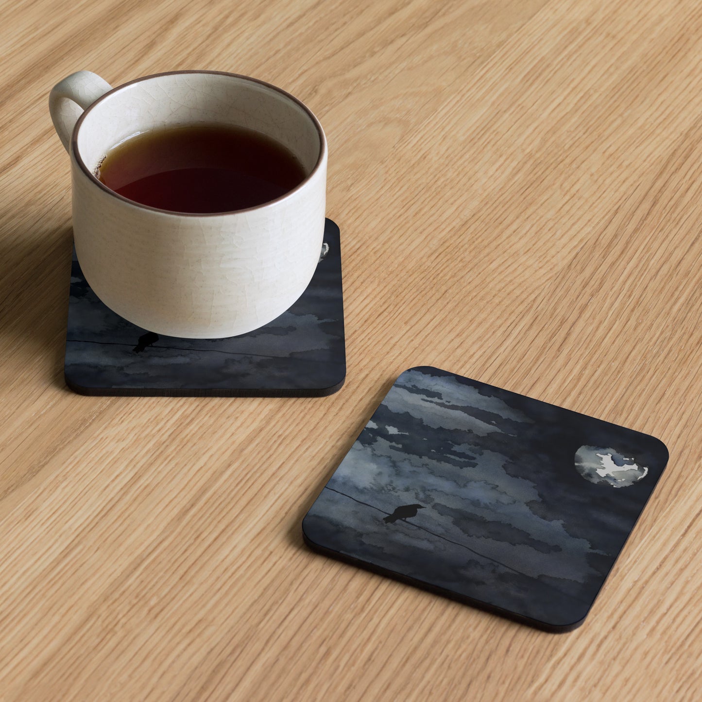 Moonlit Raven Coaster Set