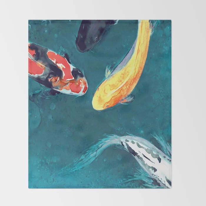 Water Ballet Koi Fleece Blanket