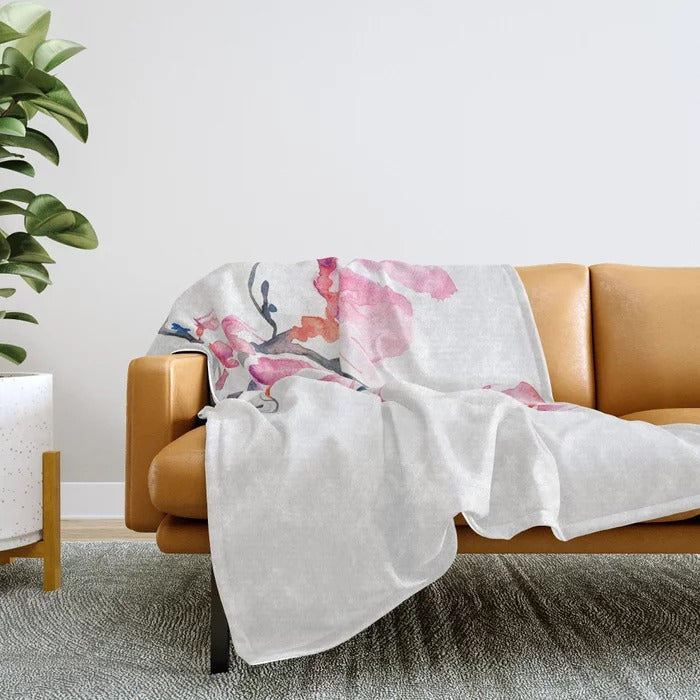 Japanese Magnolia Fleece Blanket