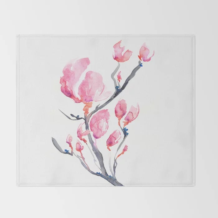 Japanese Magnolia Fleece Blanket