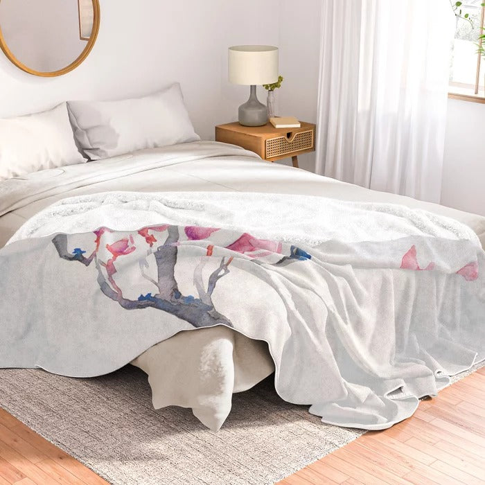 Japanese Magnolia Fleece Blanket
