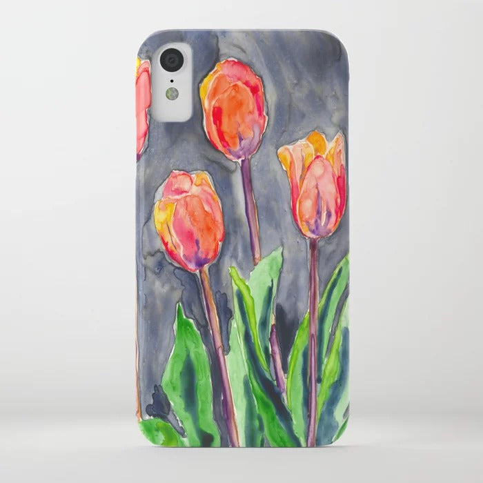 Alles in einer Reihe Tulpen Handytasche