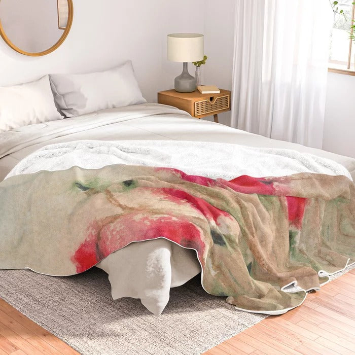Fleecedecke mit Mohnblumen