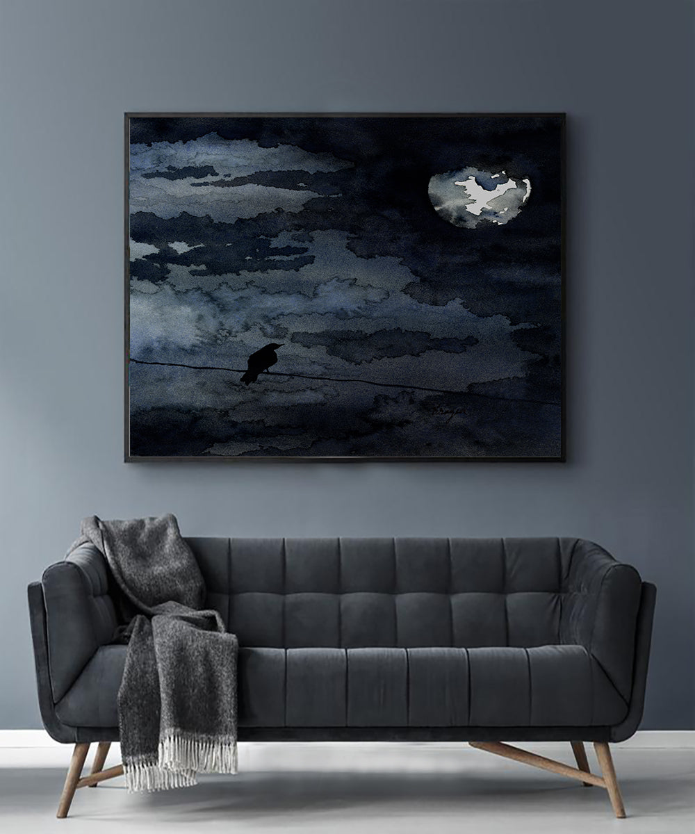 Moonlit Raven - Art Print