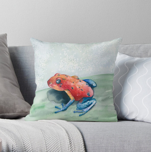 Blue Jean Frog Decorative Pillow Cover