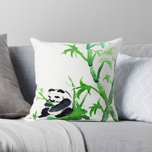 Snack Time Panda Decorative Pillow Cover