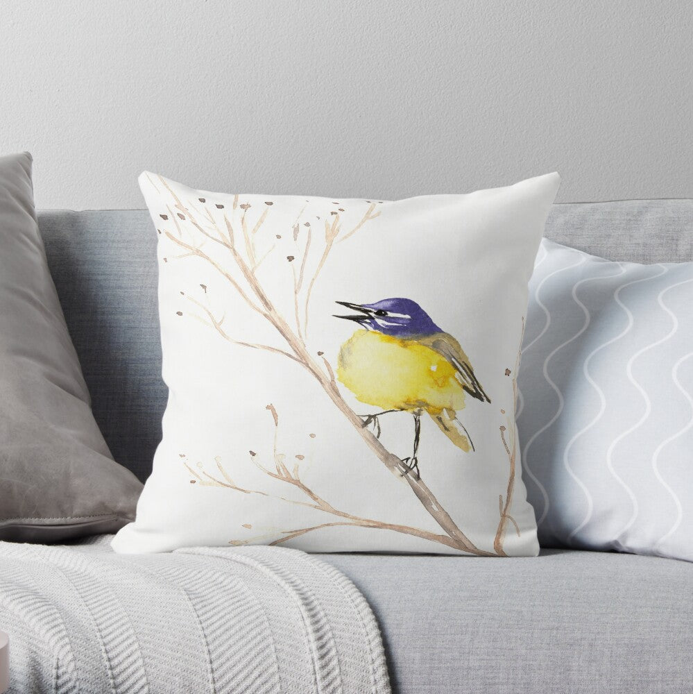 Yellow Wagtail Decorative Pillow Cover