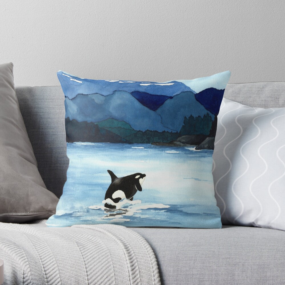 Orca Breach Decorative Pillow Cover