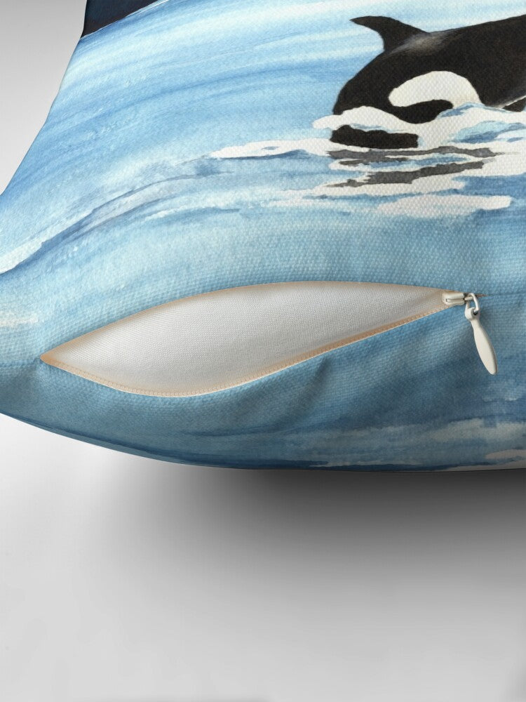 Orca Breach Decorative Pillow Cover