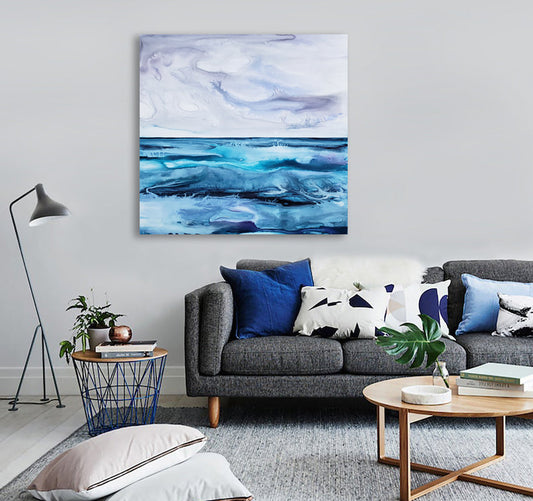 Calm Before the Storm Art Print - Sunset Seascape - Watercolor Painting Brazen Design Studio Steel Blue