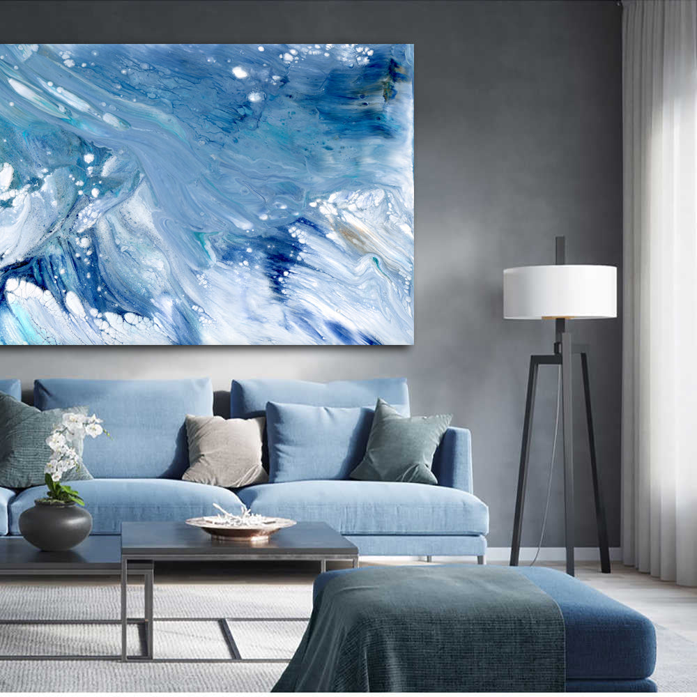 Ocean Abstract Art - Fortunae Contemporary Art Print Brazen Design Studio Light Steel Blue