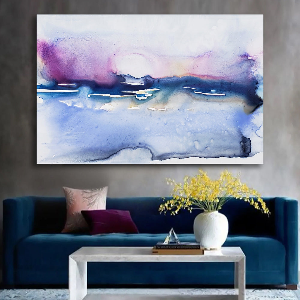 Colour Array Art Print - Abstract Seascape - Watercolor Painting Brazen Design Studio Light Steel Blue