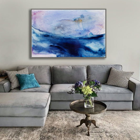 Dreamscape Art Print - Stormy Seascape - Watercolor Painting Brazen Design Studio Midnight Blue