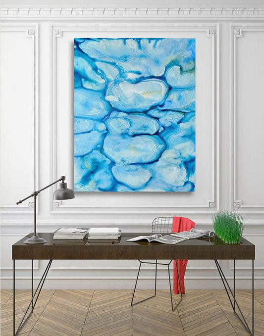 Abstract Art - Watercolor Painting - Nymphaea Contemporary Art Print Brazen Design Studio Sky Blue