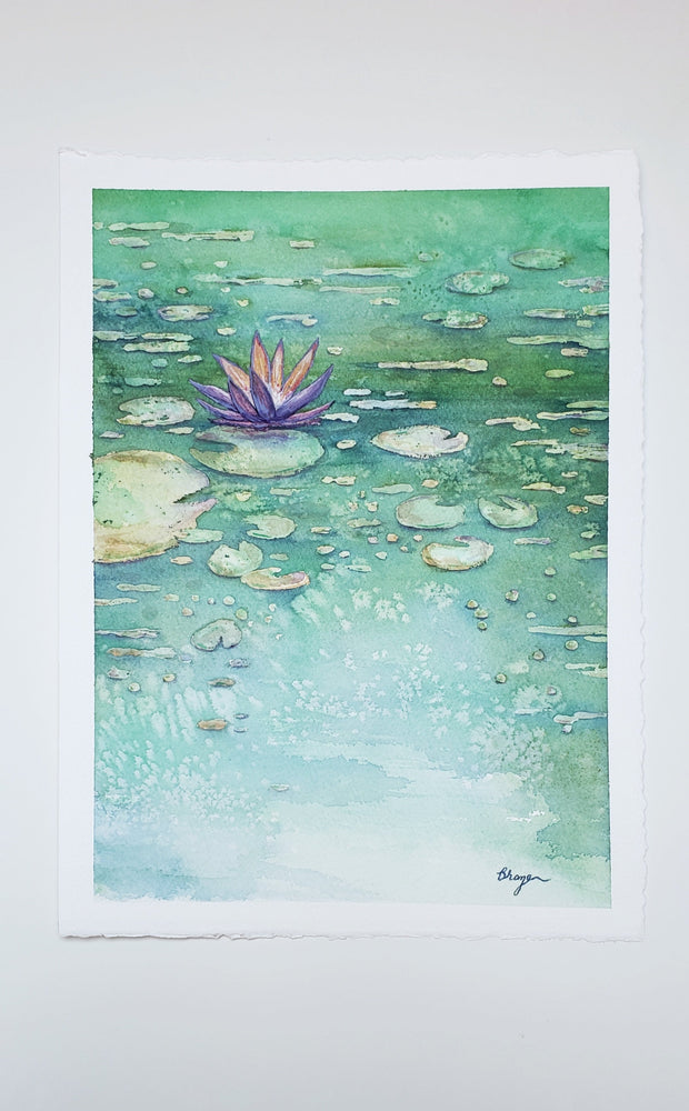 Lotus Garden - Waterlily Watercolor Painting Brazen Edwards Gray