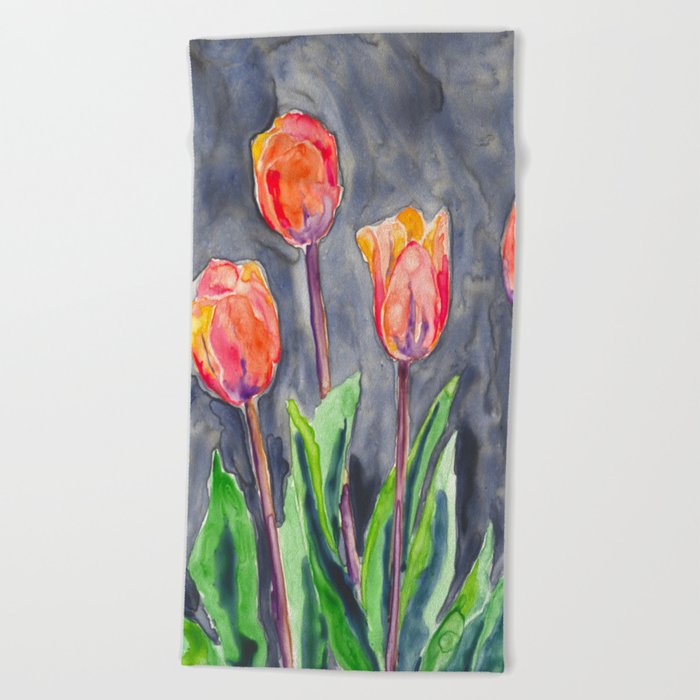 Large Cloth Napkins - Tulips Painting - Fine Dining Textiles Brazen Design Studio Salmon