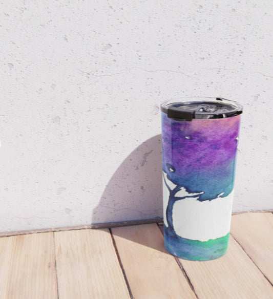 Travel Mug - Ceramic or Metal Coffee Cup - Hue Tree  - Stainless Steel Metal Coffee Cup Brazen Design Studio Dark Slate Blue