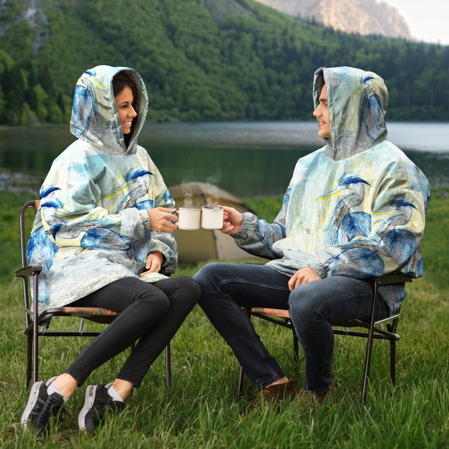 Great Blue Heron Snug Hoodie Wearable Blanket