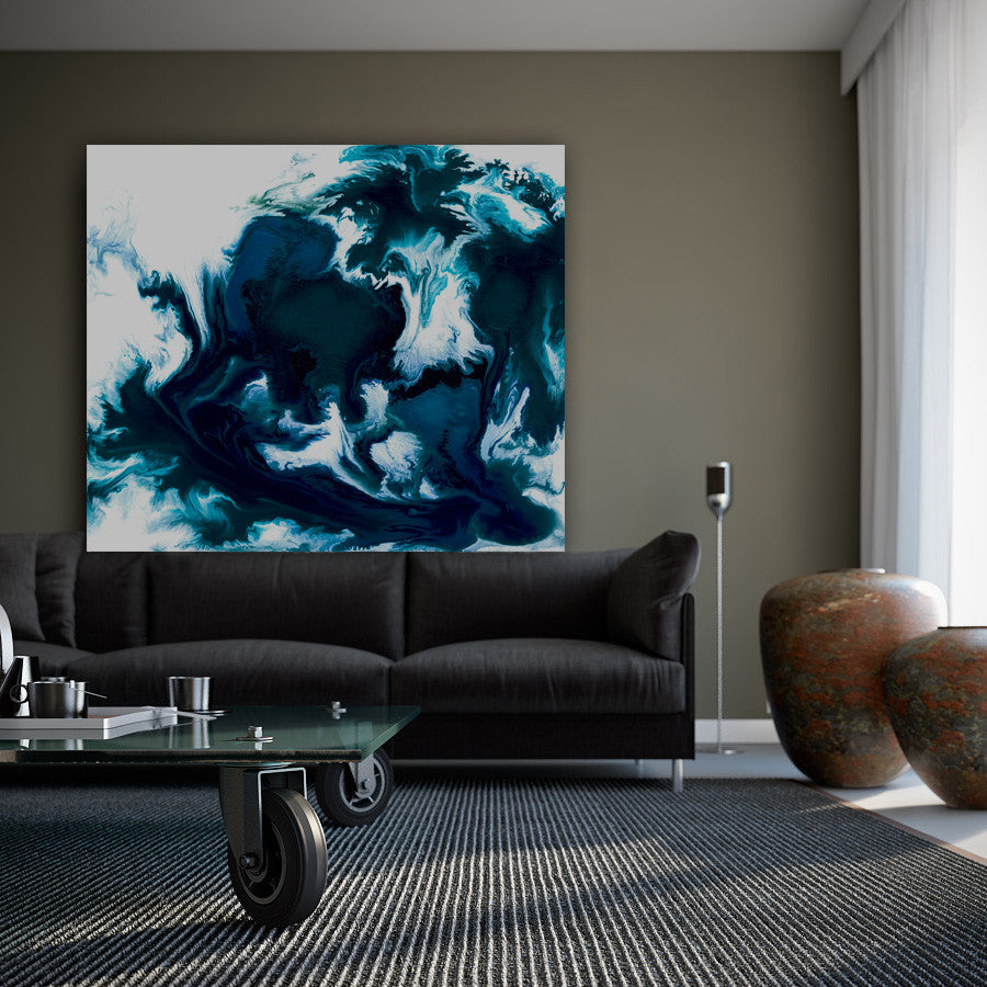 Tidal Wavesong  - Acrylic Painting - Abstract Seascape Art Print Brazen Design Studio Black