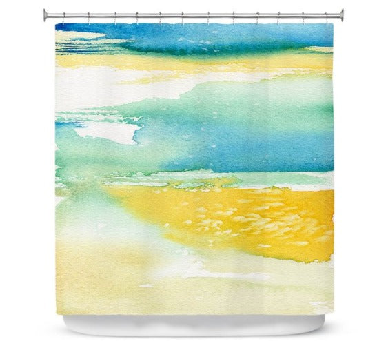 Shower Curtain Ocean Eyes Seascape Painting - Artistic Bathroom - Modern Vibrant Bathroom Decor Brazen Design Studio Light Gray