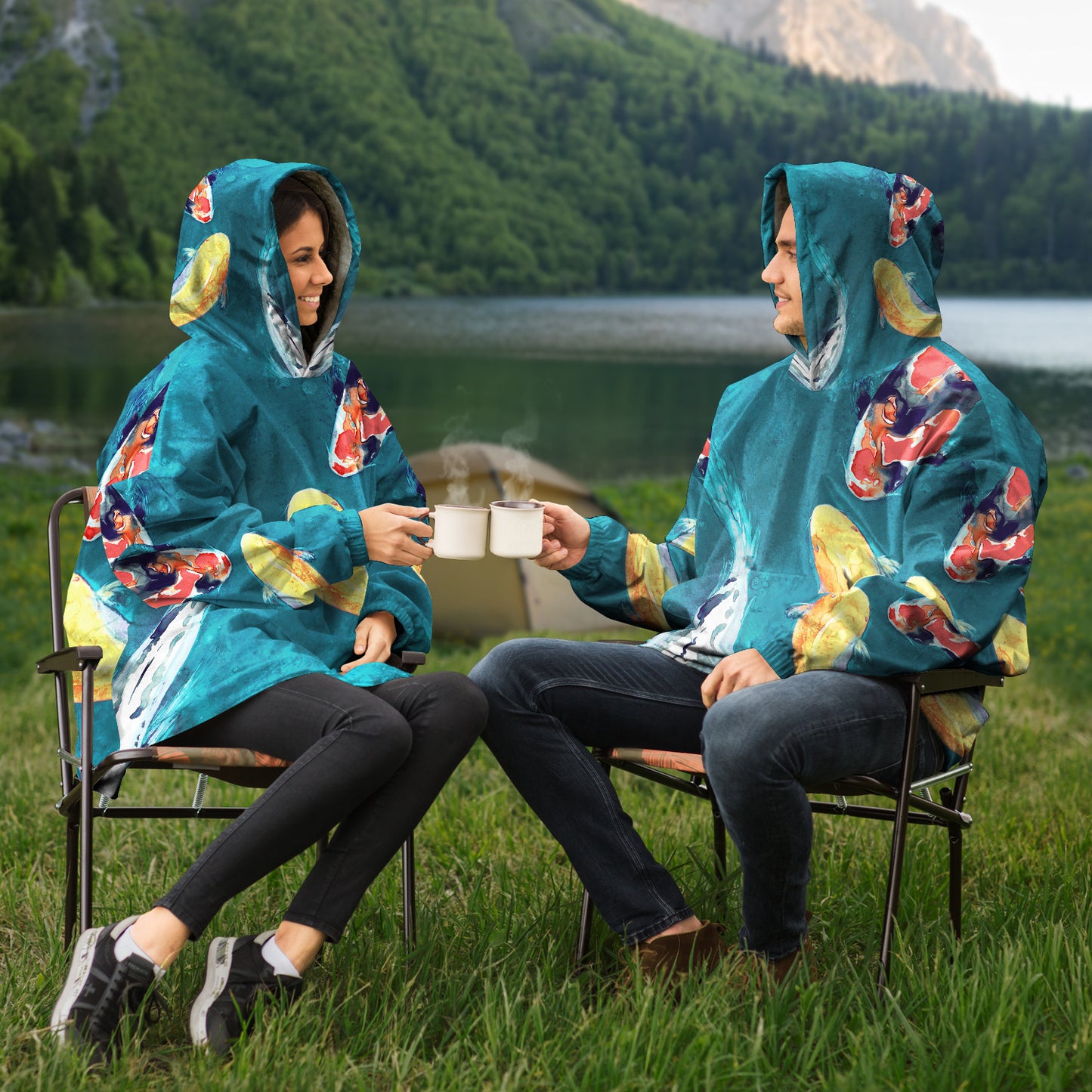 Water Ballet Koi Snug Hoodie Wearable Blanket