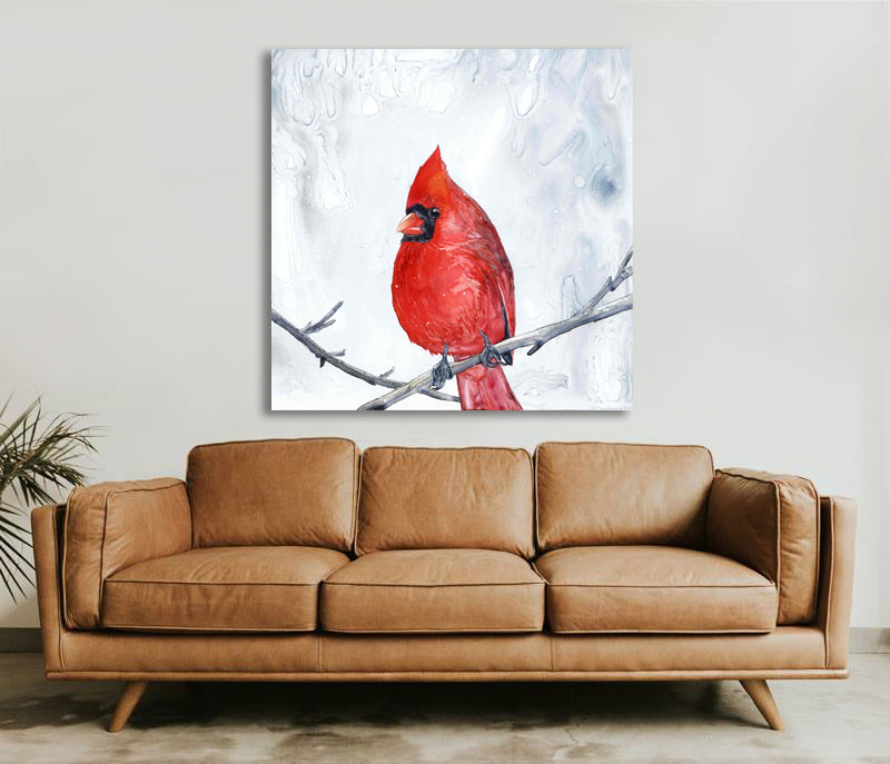 Red Cardinal Watercolor Painting - Waiting for Spring - Valley Bird Art Print Brazen Design Studio Chocolate