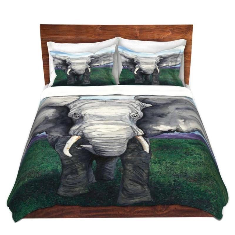 Elephant Watercolor Painting Duvet  Set - Modern Bedding - Duvet or Comforter Brazen Design Studio Gray