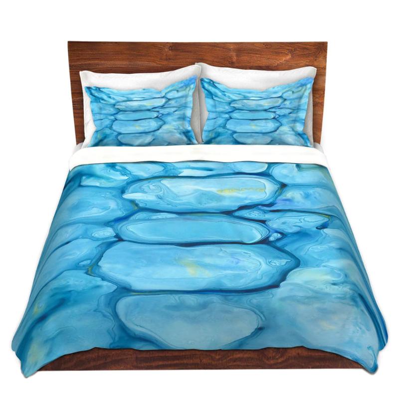 Nymphaea Abstract Watercolor Painting Contemporary   - Modern Bedding - Duvet or Comforter Brazen Design Studio Sky Blue