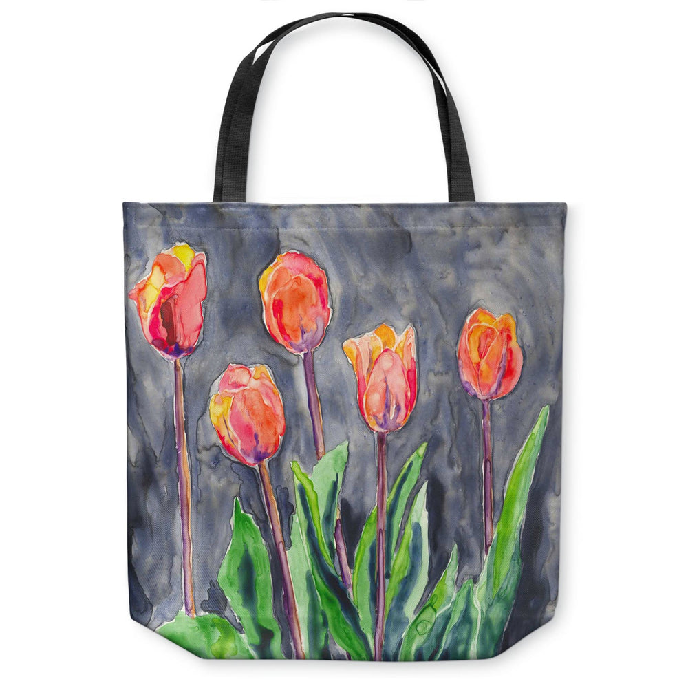 Tulips Art Tote Bag - Watercolor Painting - Shopping Bag Brazen Design Studio Slate Gray