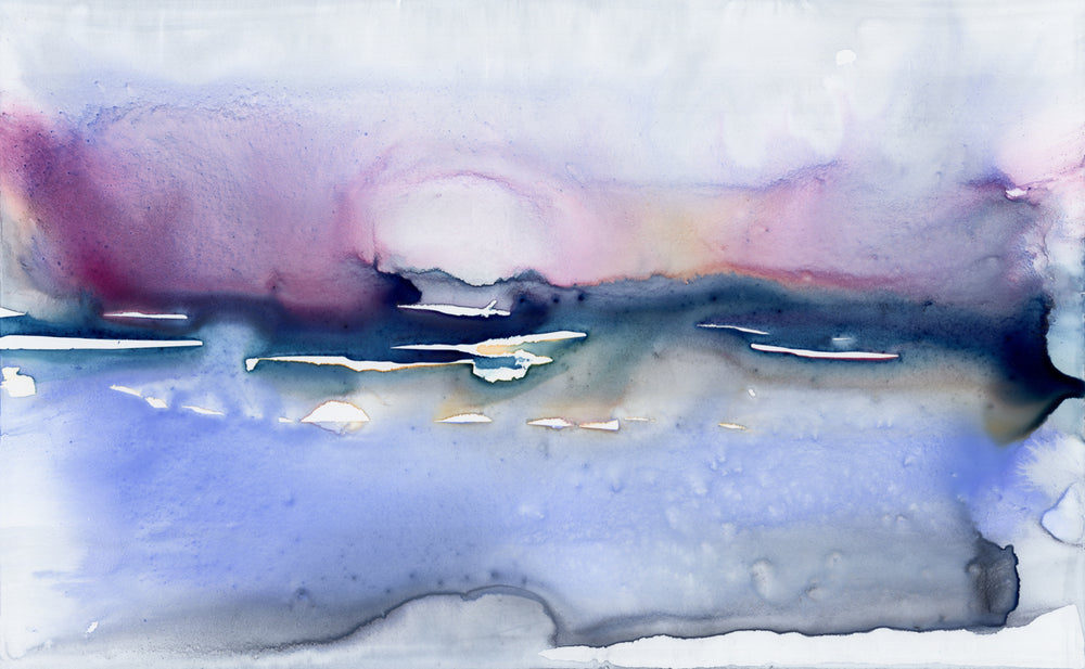 Colour Array Art Print - Abstract Seascape - Watercolor Painting Brazen Design Studio Light Steel Blue