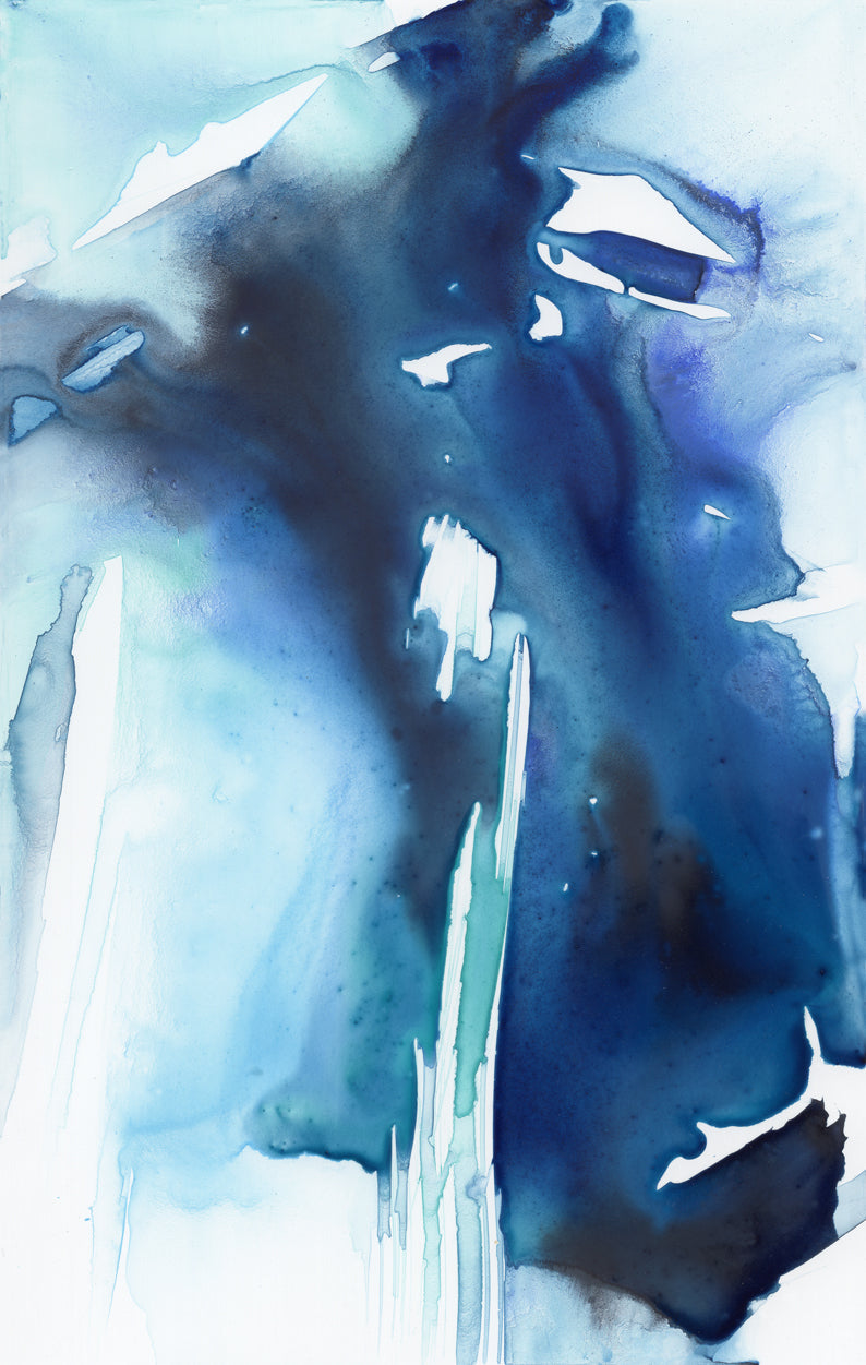 Finding Paradise Art Print - Abstract Seascape - Watercolor Painting Brazen Design Studio Dark Slate Blue