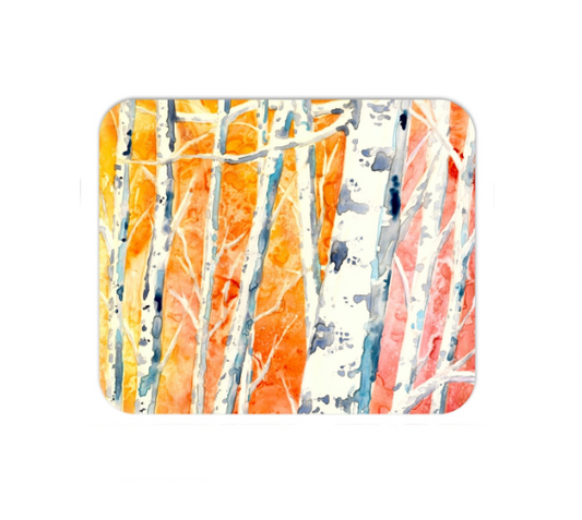 Falling for Colour Mousepad - Birch Tree Watercolor Painting - Art for Home or Office Brazen Design Studio Dark Orange
