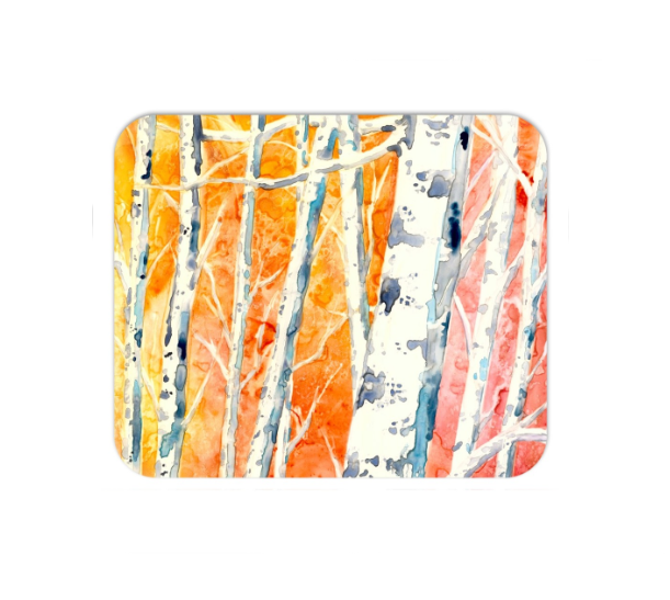 Falling for Colour Mousepad - Birch Tree Watercolor Painting - Art for Home or Office Brazen Design Studio Dark Orange